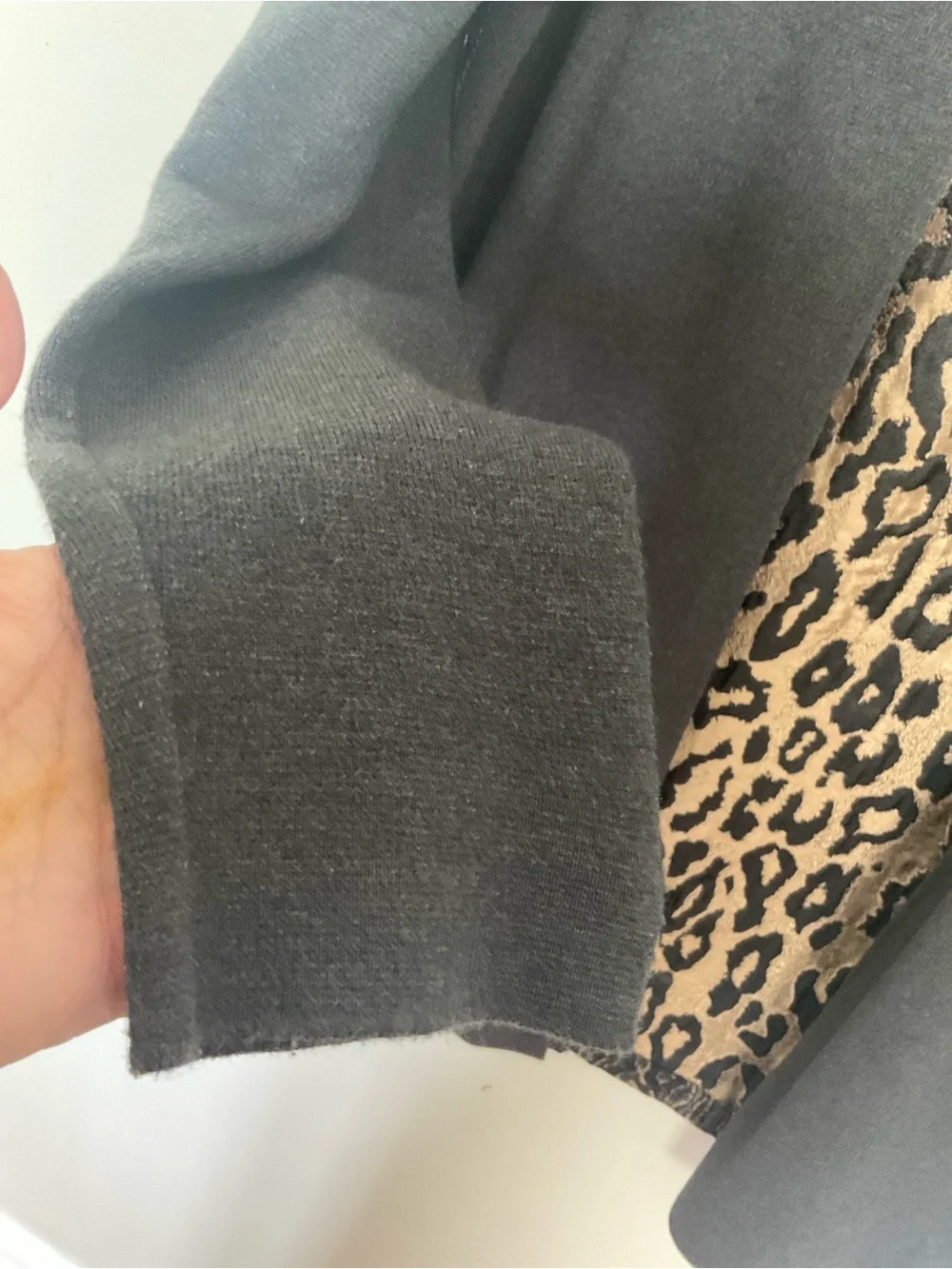 Chico's Black and Taupe Leopard Jacquard Cardigan with metallic accent